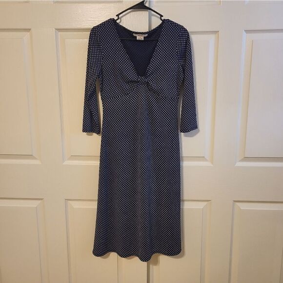 MICHAEL Michael Kors navy blue with white diamond detail 1/2 sleeve maxi dress - Picture 1 of 6